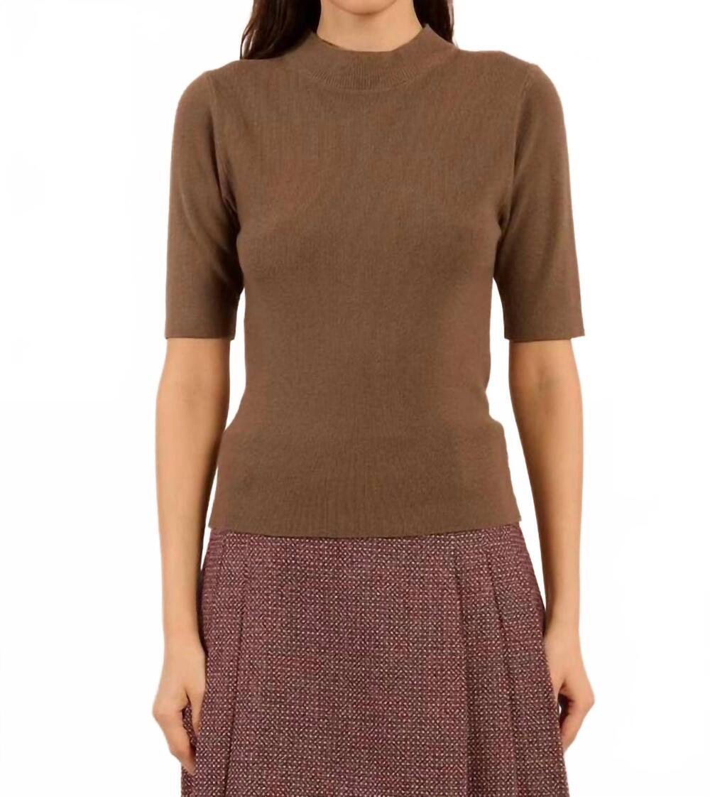 NEW MOLLY BRACKEN essential mock neck top in khaki
